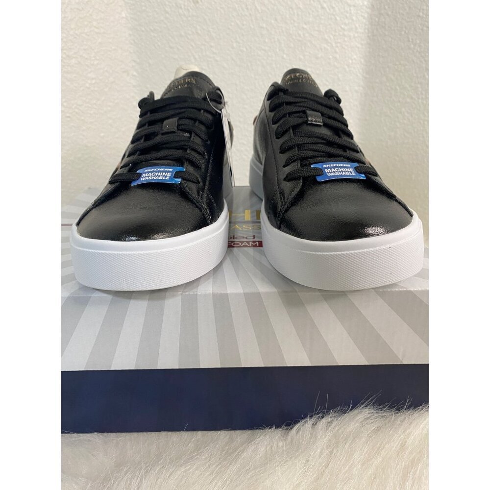 Skechers Classic Court Black Gold Duraleather Sneakers Machine Washable 7.5 - Picture 6 of 9
